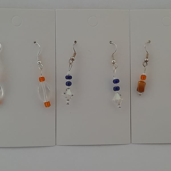 Set of 3 Handmade earrings for pierced ears