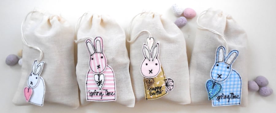 Fabric Bunny Drawstring Gift Bag