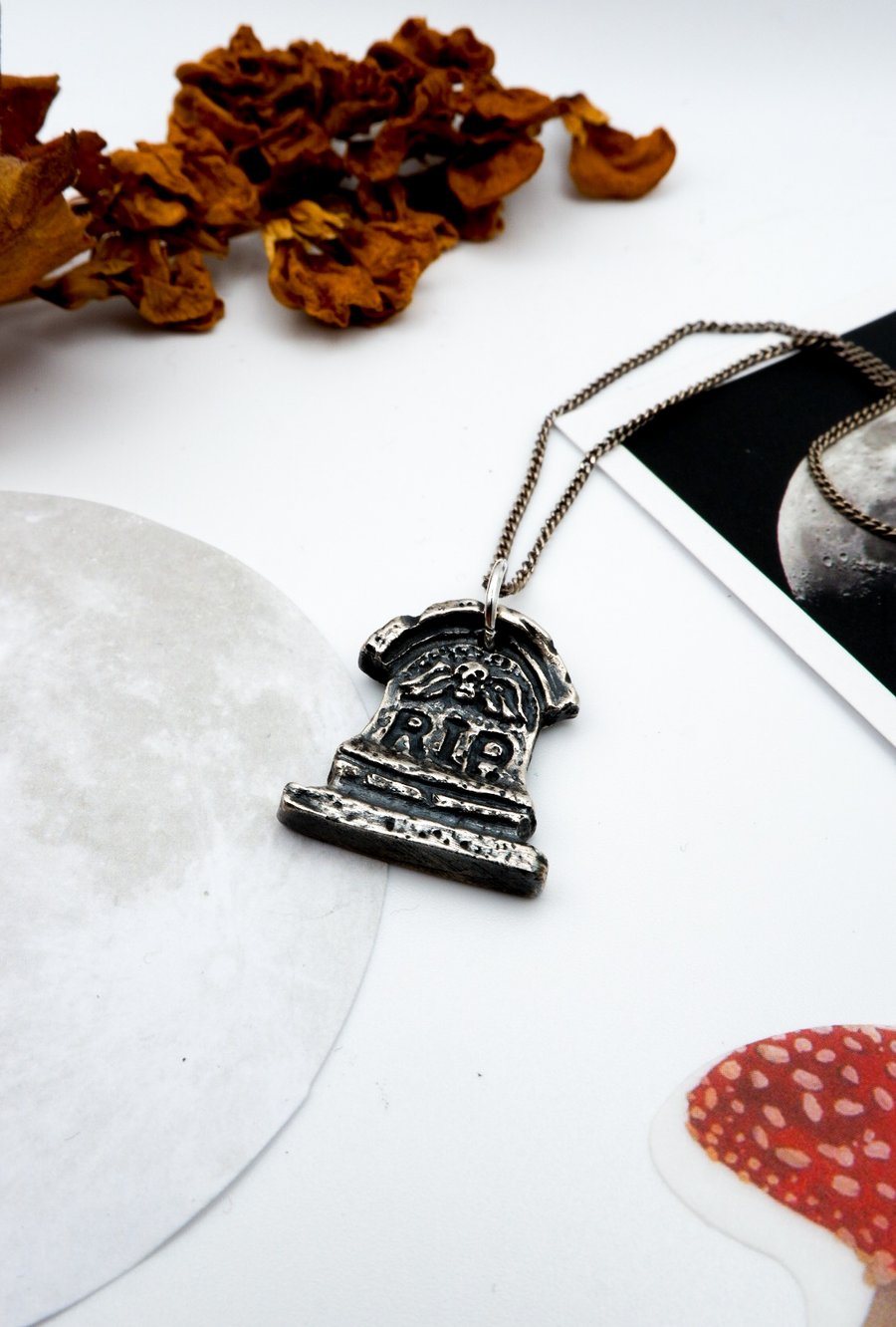 Perfectly Imperfect - RIP Rest in Peace Grave Solid Recycled Silver Necklace