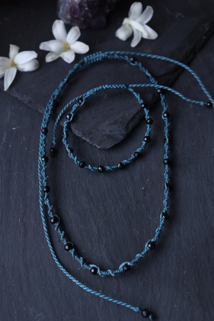 Tourmaline adjustable set bracelet and choker in teal