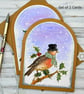 Robin Christmas Cards - 2 card set, letterpress style, watercolour, retro  - Image 2