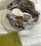 Imogen - Pale Blue & Brown Print 40s Style Wide Turban Headband - Image 2