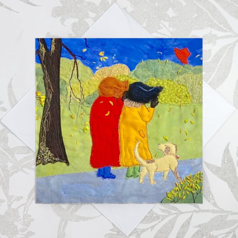 Birthday card - walking the dog