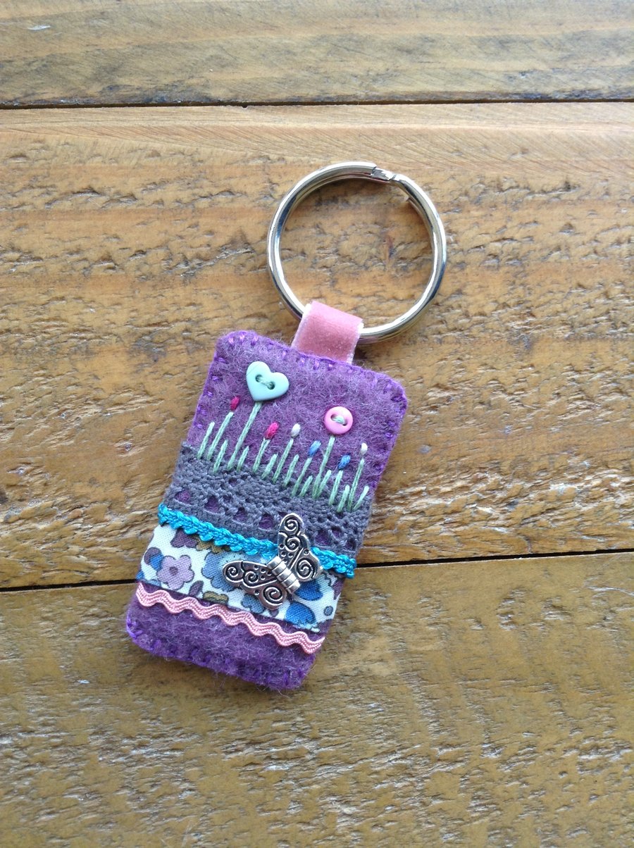 Liberty fabric and felt key ring.