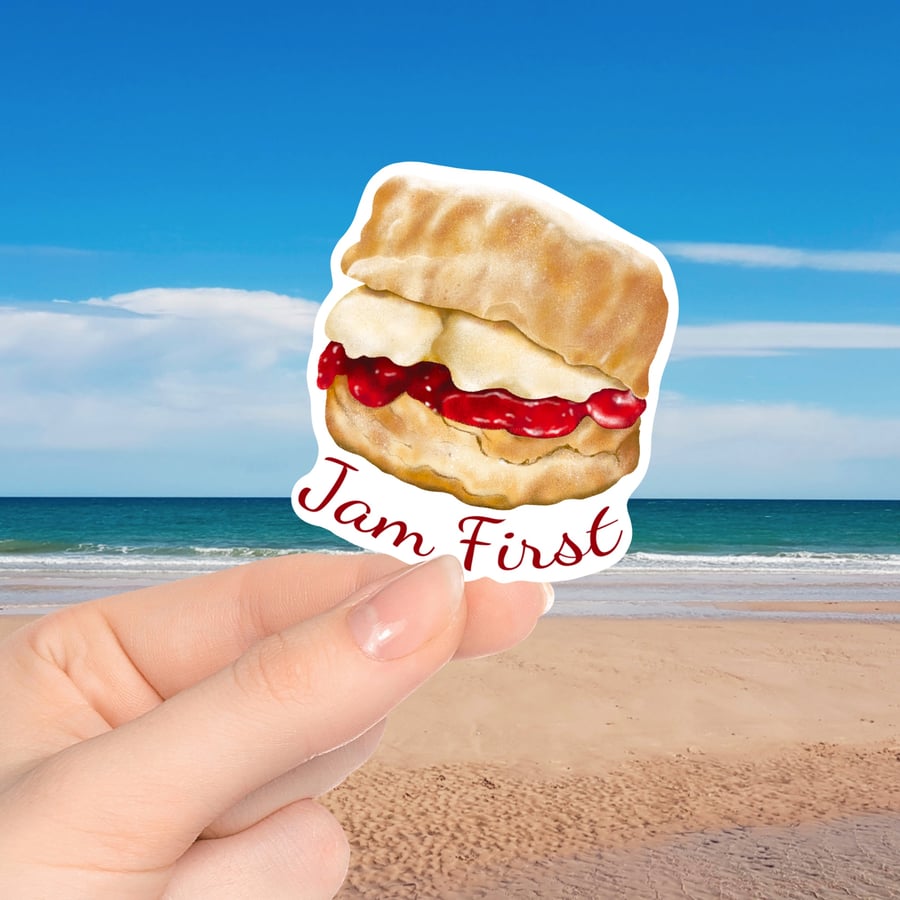 Jam First Sticker, Cream Tea Sticker, Cornwall Stickers