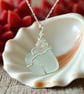 Seafoam Wire Wrapped Seaglass Pendant on Sterling Silver Chain. - Image 4