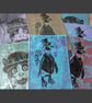 Pirate Cat One off Hand-Pulled Linocut & Gelli Print Blue - Image 5