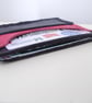 Leather Cardholder Handstitched Navy and Hot Pink three slot - Image 3