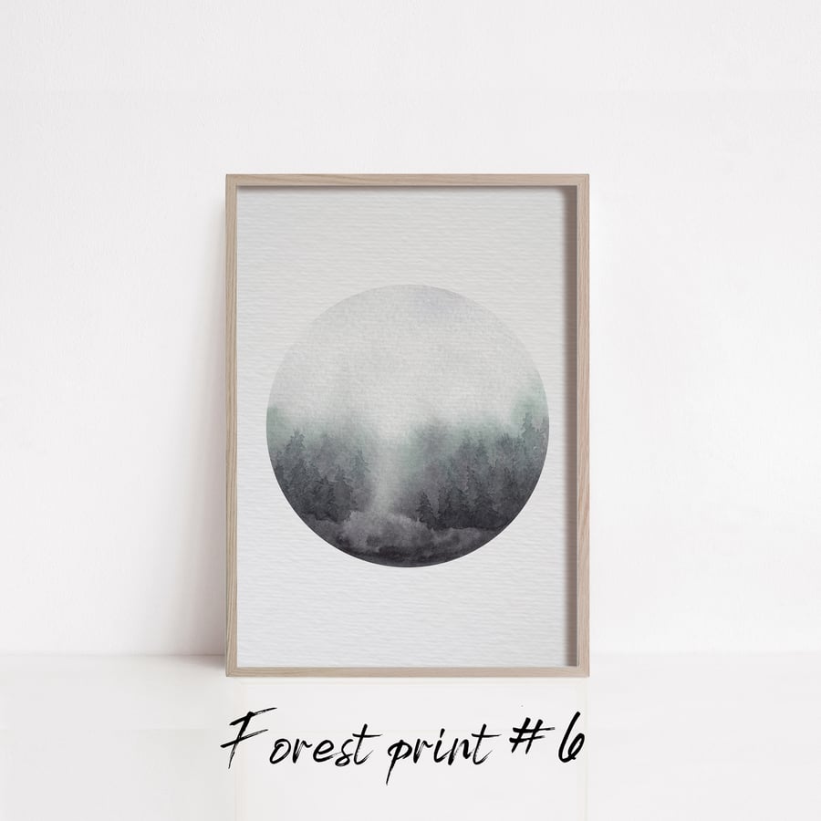 Forest watercolour print 6 minimalistic print