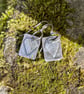 Oxidised sterling silver heart tag earrings - Image 2