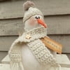 Handmade One of a Kind Primitive Snowman Decoration Free Standing