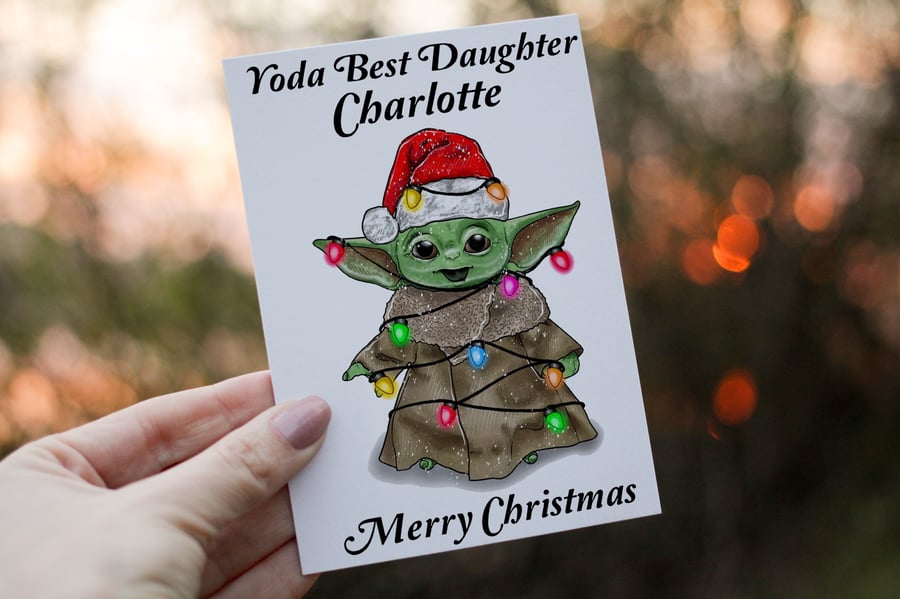 Yoda Best Daughter Christmas Card, Yoda Christmas Card, Personalized Card 
