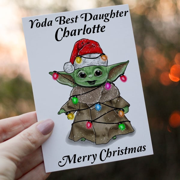 Yoda Best Daughter Christmas Card, Yoda Christmas Card, Personalized Card 