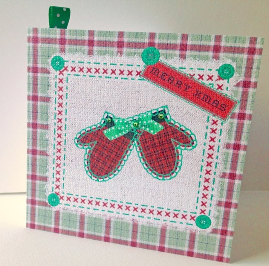 Christmas Card Pack,'Seasonal Stitches'Hand Made Xmas Cards 5pk