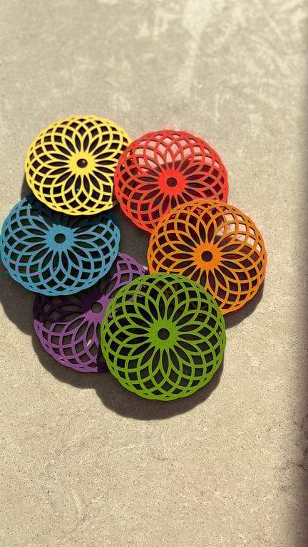 Set of six Geometric floral pattern coaster