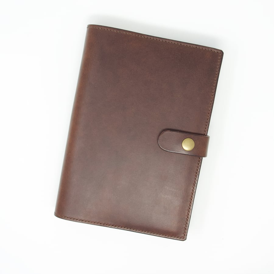 Leather journal cover with A5 plain notebook
