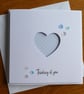 Thinking of You Card - Pale Blue and White Polka Dot Heart Aperture