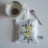 Lavender bag in yellow floral vintage embroidery