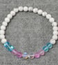 Trans Flag Mermaid Glass and White Howlite Elastic Bracelet