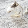 Dandelion Seed and Scroll Message Glass Globe Necklace, Make a Wish