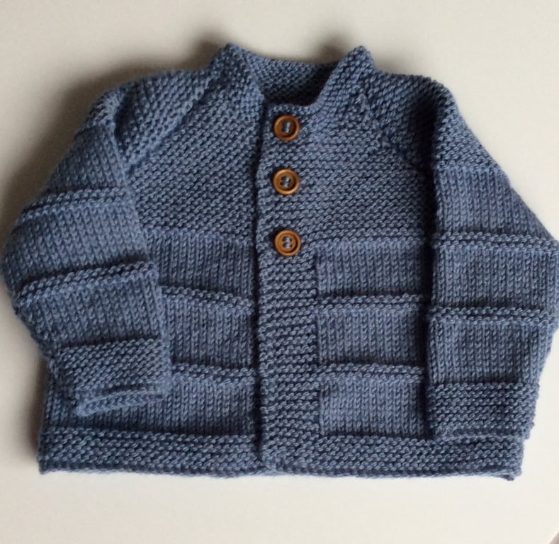 Baby cardigan stonewashed denim blue 0-3 months 