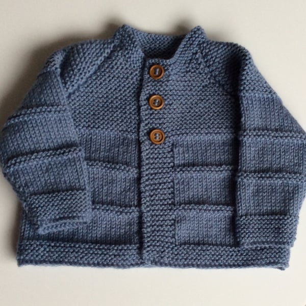 Baby cardigan stonewashed denim blue 0-3 months 