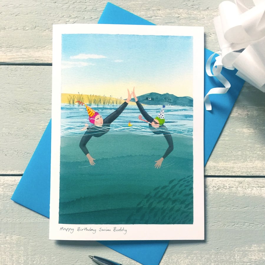 Happy Birthday Swim Buddy Card