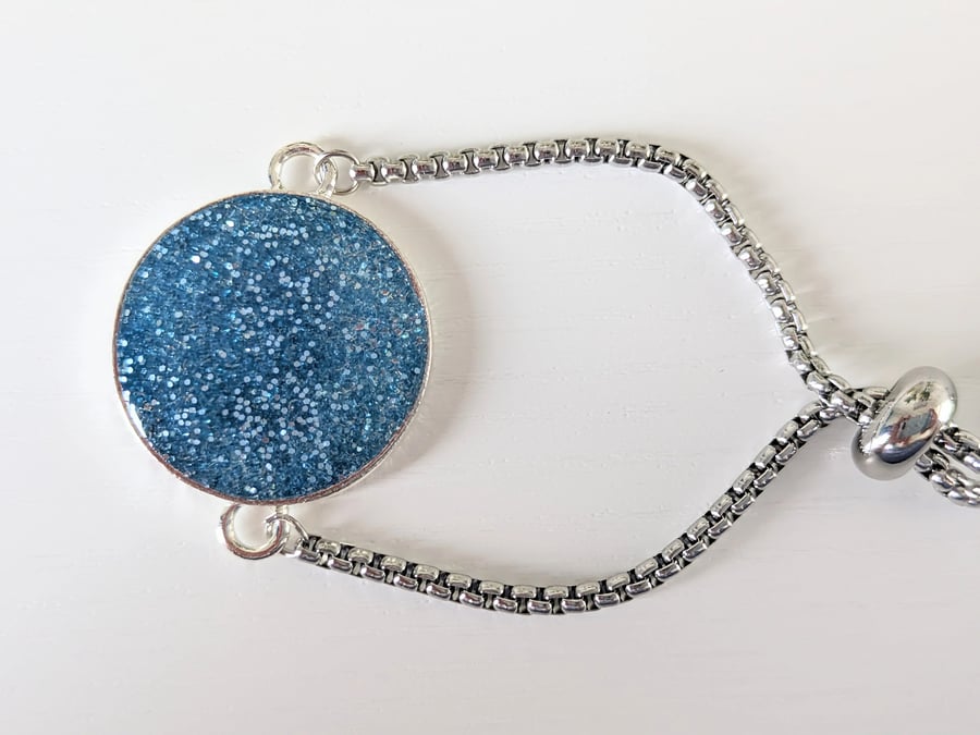 Sparkly Blue Glitter Resin Bracelet