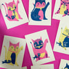 Nine Lucky Cat Postcards