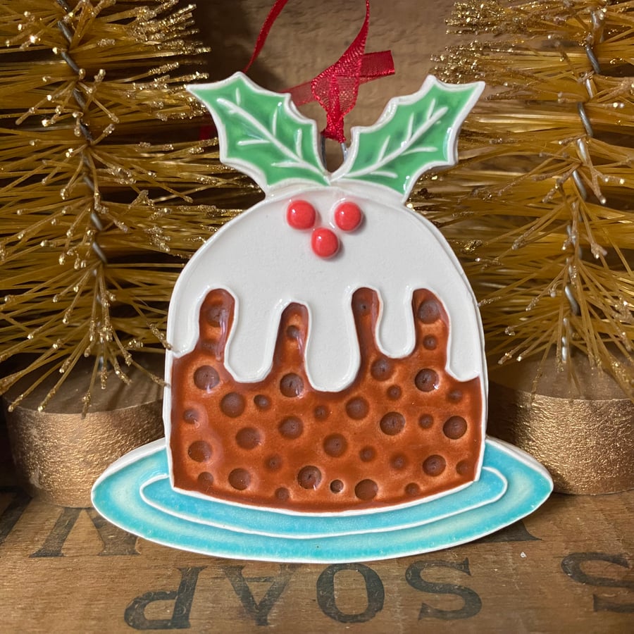 New traditional Christmas pudding ceramic decoration