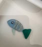 Sea Glass Fish Wall Art - Handmade 10 x 10 cm Shadow Box Frame - Image 3