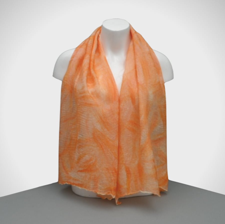 Scarf Nuno felted wool on silk - REDUCED. Gift box included.