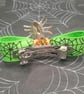 Green Spider Web Hair Bow: Silver Spider Charm Barrette - Image 3