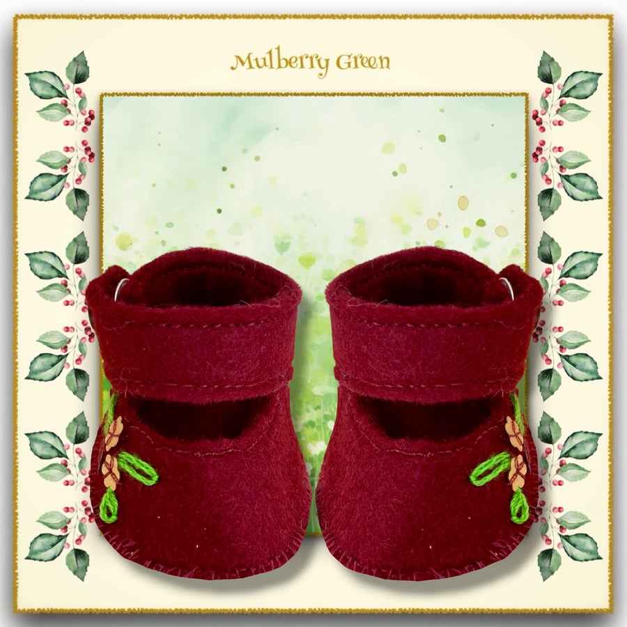Burgundy Embroidered Shoes