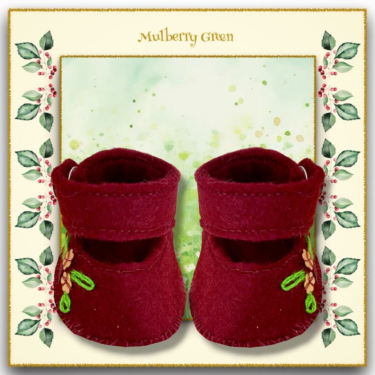 Burgundy Embroidered Shoes