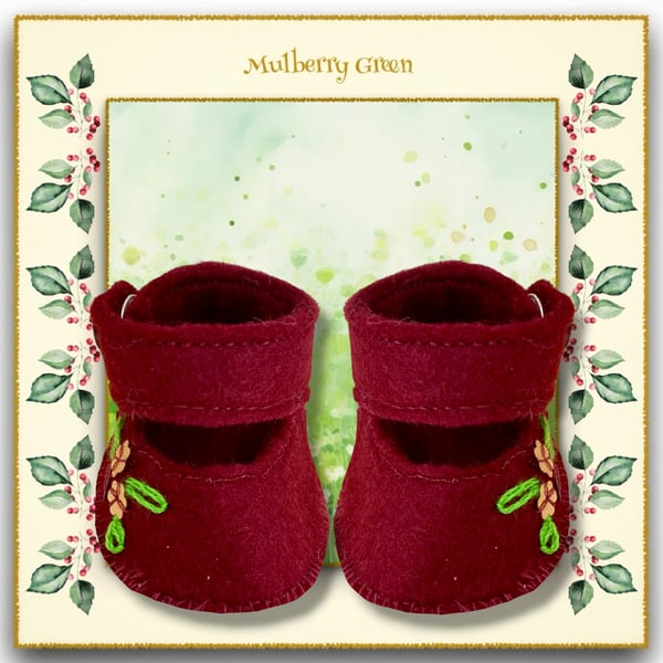 Burgundy Embroidered Shoes