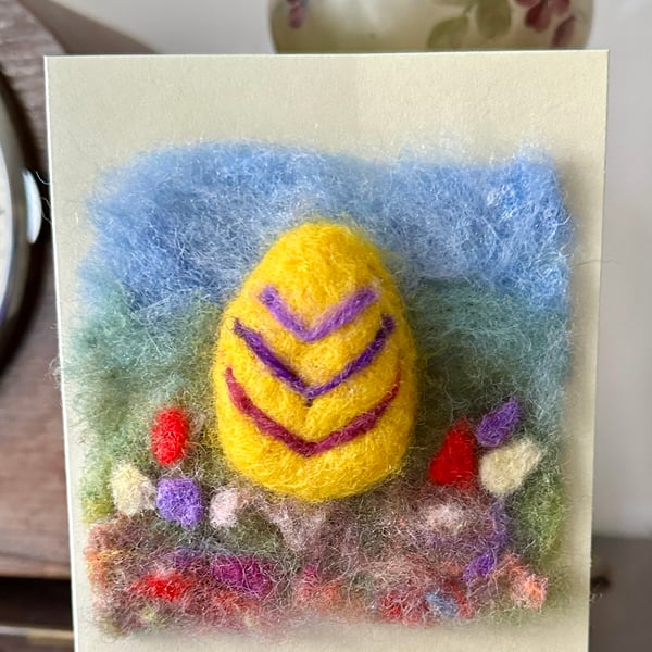 Needlefelted Card  Easter Eggs