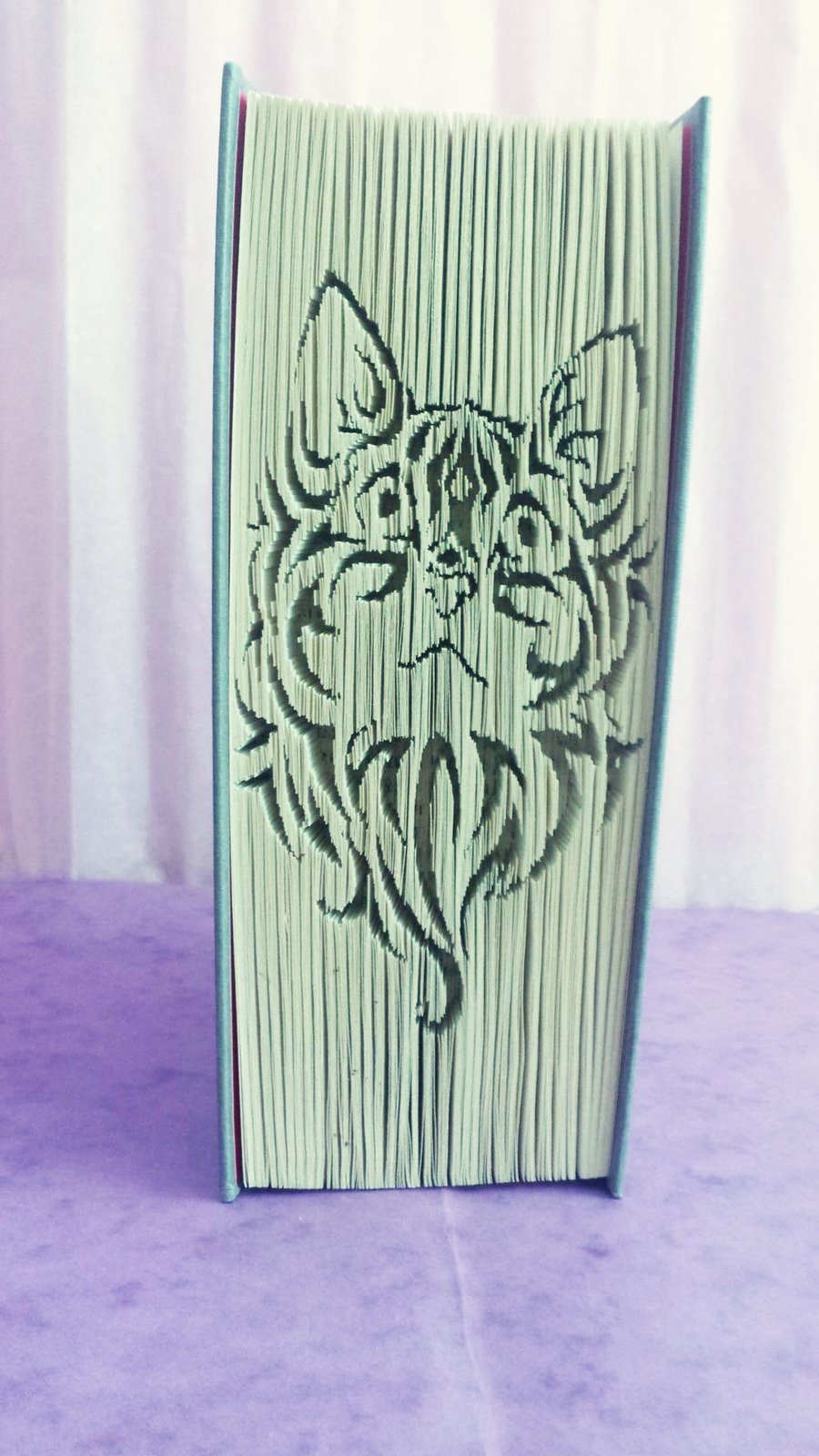 Tribal Cat Face CUT & FOLD Book Folding Pattern - EMAILED PDF PATTERN