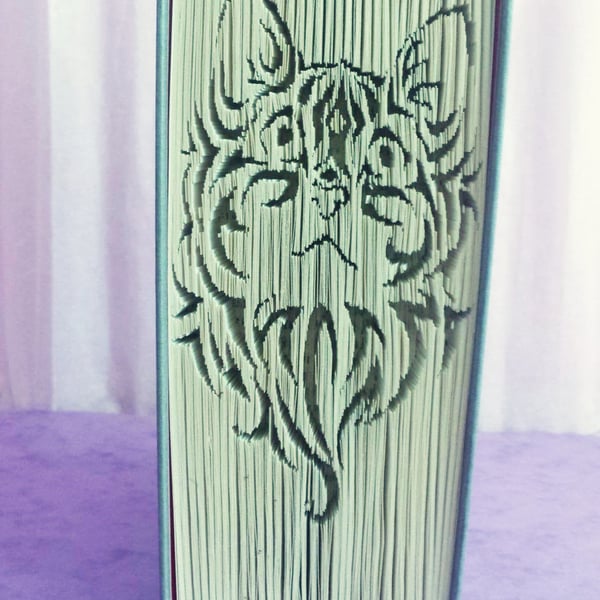 Tribal Cat Face CUT & FOLD Book Folding Pattern - EMAILED PDF PATTERN