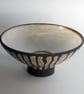 Bowl Black clay stemmed striped Ceramic. - Image 4