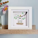 Sea Glass Lovebirds Picture - Framed Beach Glass Affirmation Quote, Wedding Gift
