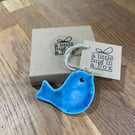  A Little Hug in a Box Hand Made blue speckled Porcelain Bird  