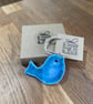  A Little Hug in a Box Hand Made blue speckled Porcelain Bird   - Image 1