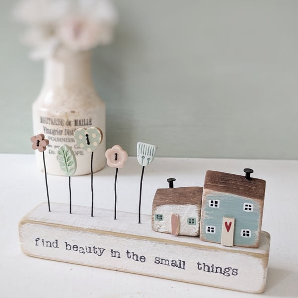 Little Wooden Houses with Clay & Button Garden 'Find beauty in the small things'