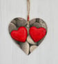 Decoupaged Wooden Hanging Heart 15cm (6 ): Shaped Pebbles design - Image 3