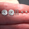 Silver Interchangeable Earring Set, Silver Stud Earrings, Dot Dash Disc