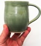 Large stoneware pottery mug finished in a sage green satin glaze - Image 4