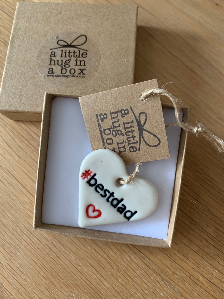 A little hug in a box porcelain Best Dad heart gift