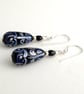 Blue & Black Pattern Drop Earrings