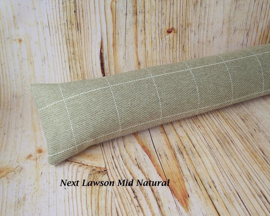 Draught Excluder 1.9kg Lawson Mid Natural check wool effect fabric heavy weight 